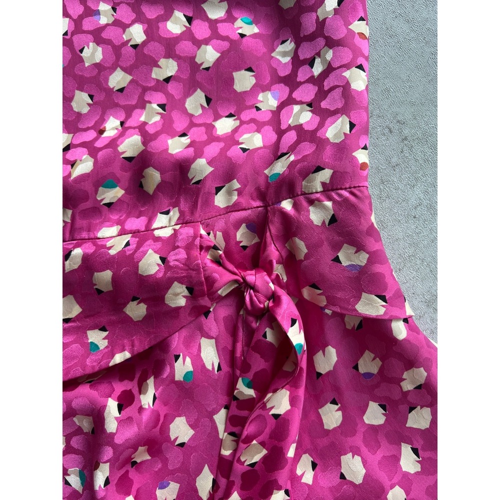 Albert Nipon Silk Dress S 4 Magenta Pink Vintage Drop Waist Abstract 80s Flapper - Picture 7 of 8